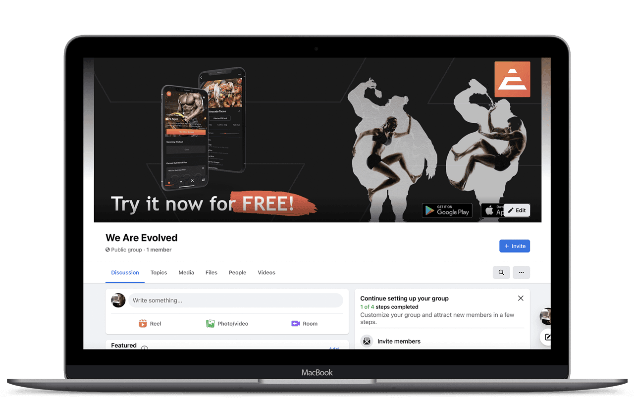 A screenshot of the Evolve Facebook group